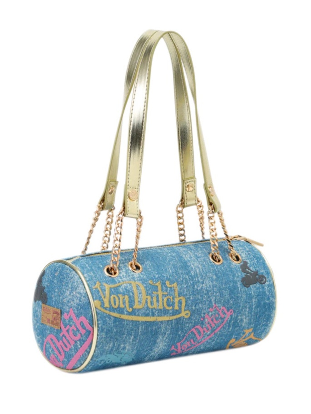 Von Dutch Denim Barrel Bag in Light Denim - Picture 8 of 9